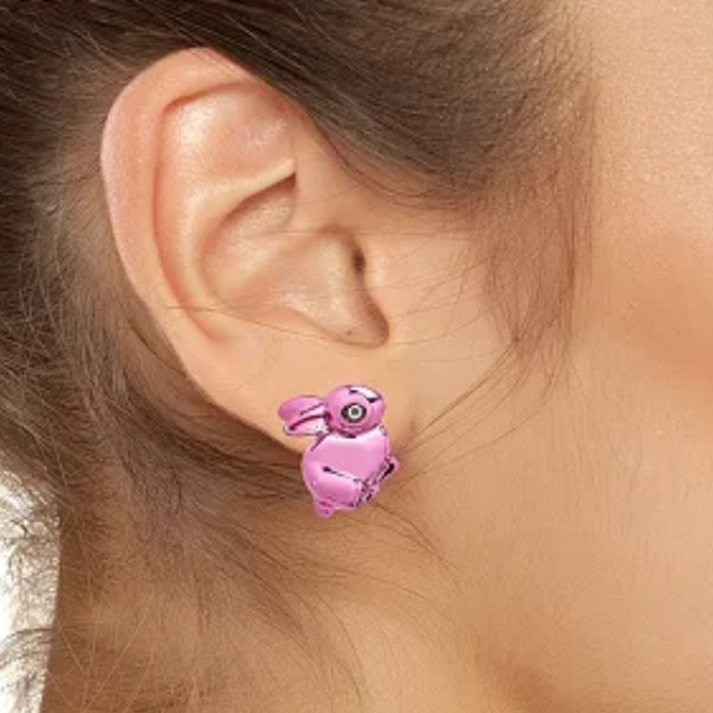 New Betsey Johnson Faux Stone Spring Bunny Carrot Mismatch Stud Earrings - Picture 7 of 9